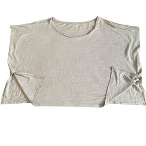 ​Eileen Fisher 100% Linen Box Top Gray  Lagenlook Coastal Grandmother Minimalist